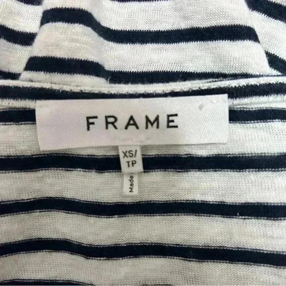 Frame Long Sleeve Striped Linen Top - Picture 4 of 5